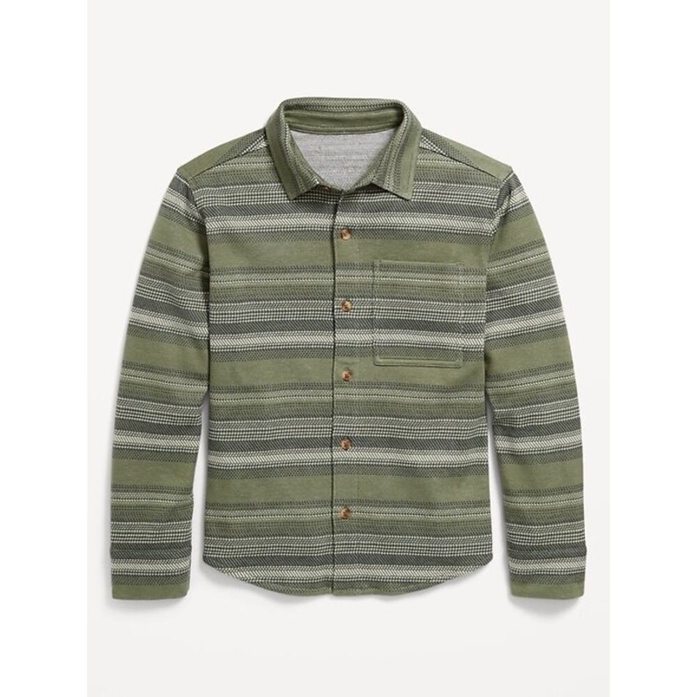 Old Navy Boys' Green Striped Jacquard Knit Shirt Top